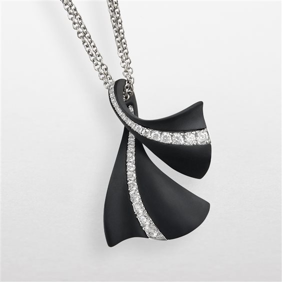Necklace Giorgio Visconti Woman GINKGO in Titanium Diamante 0.45 Ct GB40495N - GB40495N